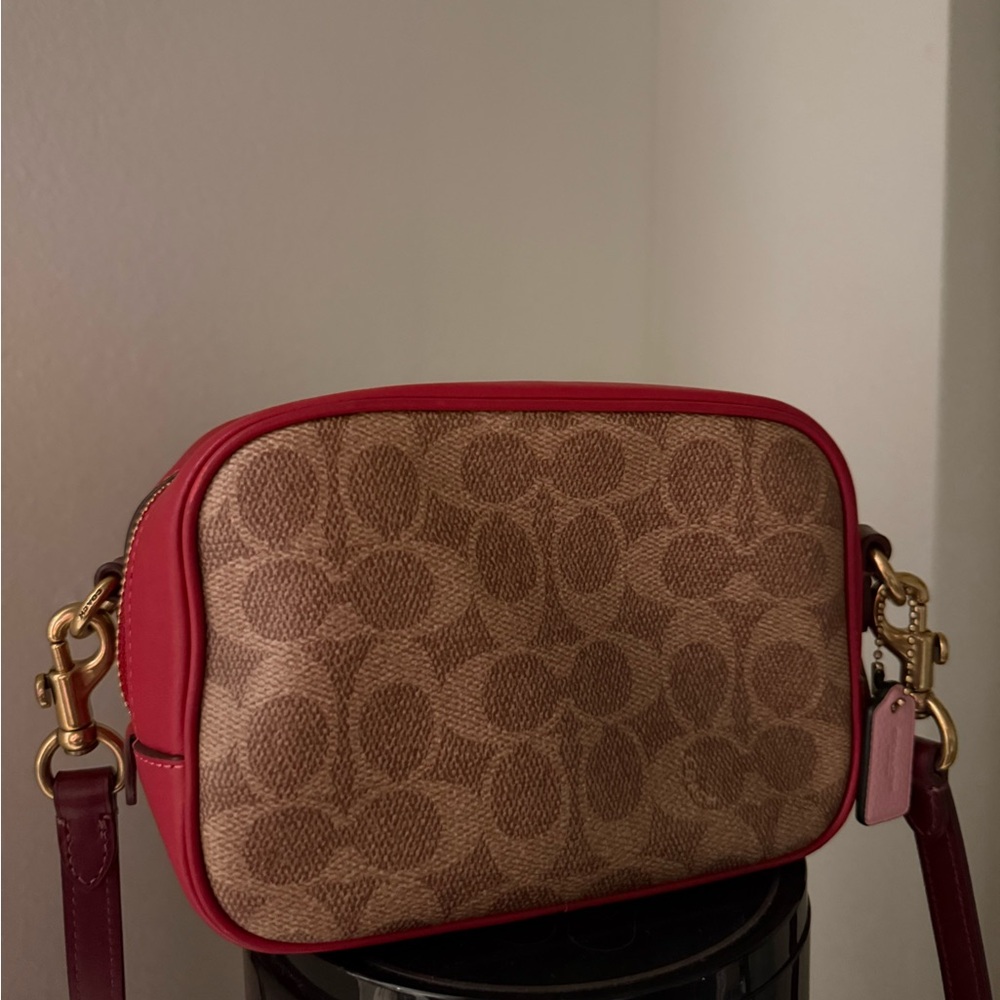 Coach Tan and Red Crossbody Bag